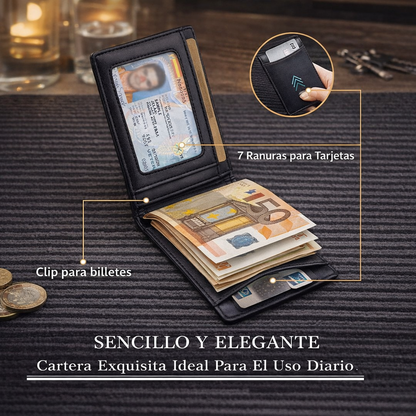 Cartera minimalista Runbox con doble pliegue y bloqueo RFID en el bolsillo delantero