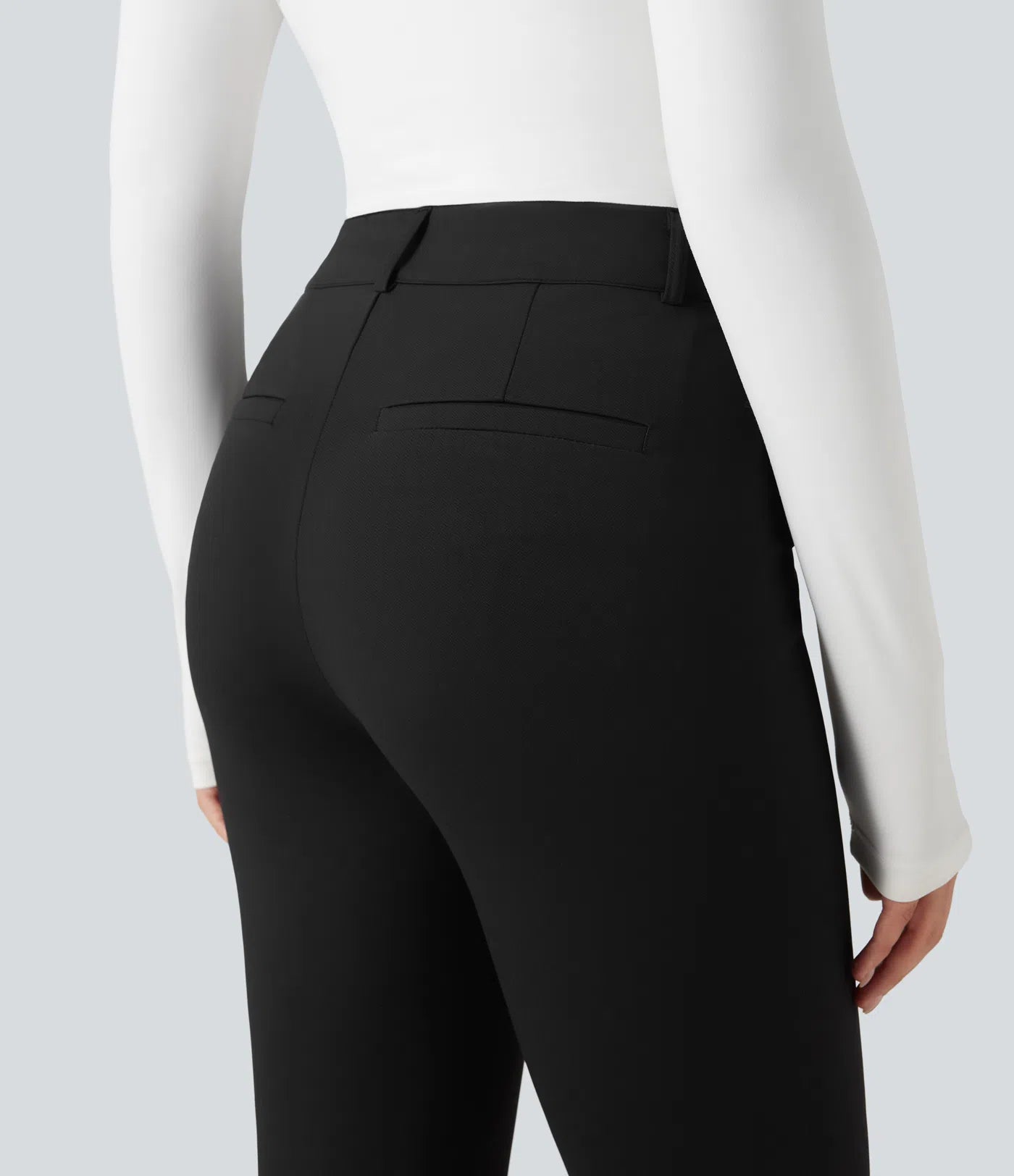 Rosaura, pantalones de trabajo ajustados de talle alto con tejido de espiga y bolsillos