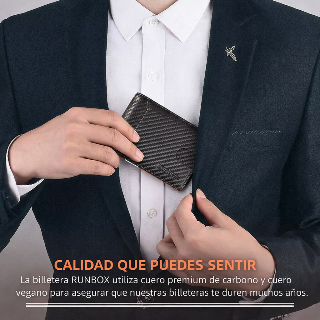 Cartera minimalista Runbox con doble pliegue y bloqueo RFID en el bolsillo delantero